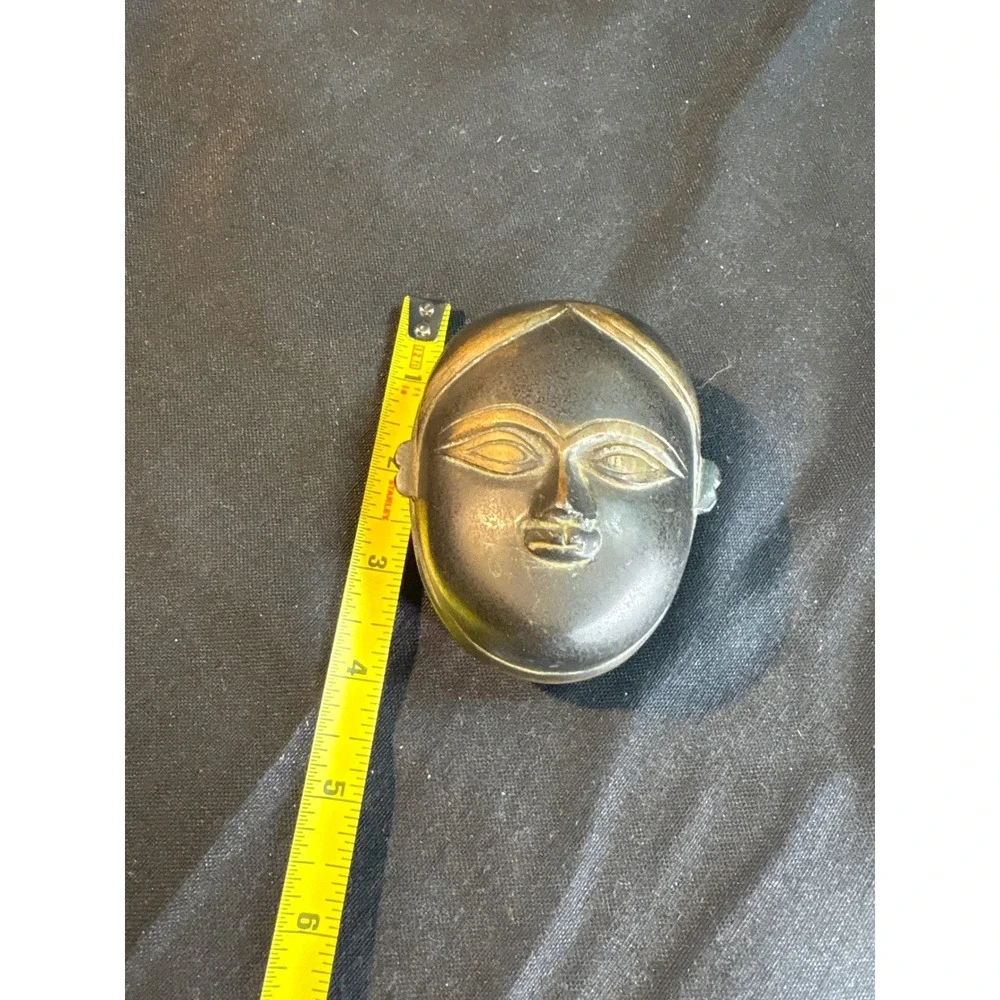 Vintage Face Hinged‎ Trinket Box Ornate Metal Keepsake Holder